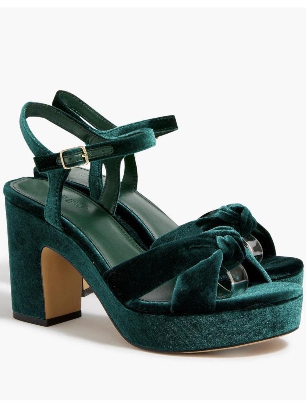 J. Crew Emerald Velvet Knotted Platform Sandals, Size 8